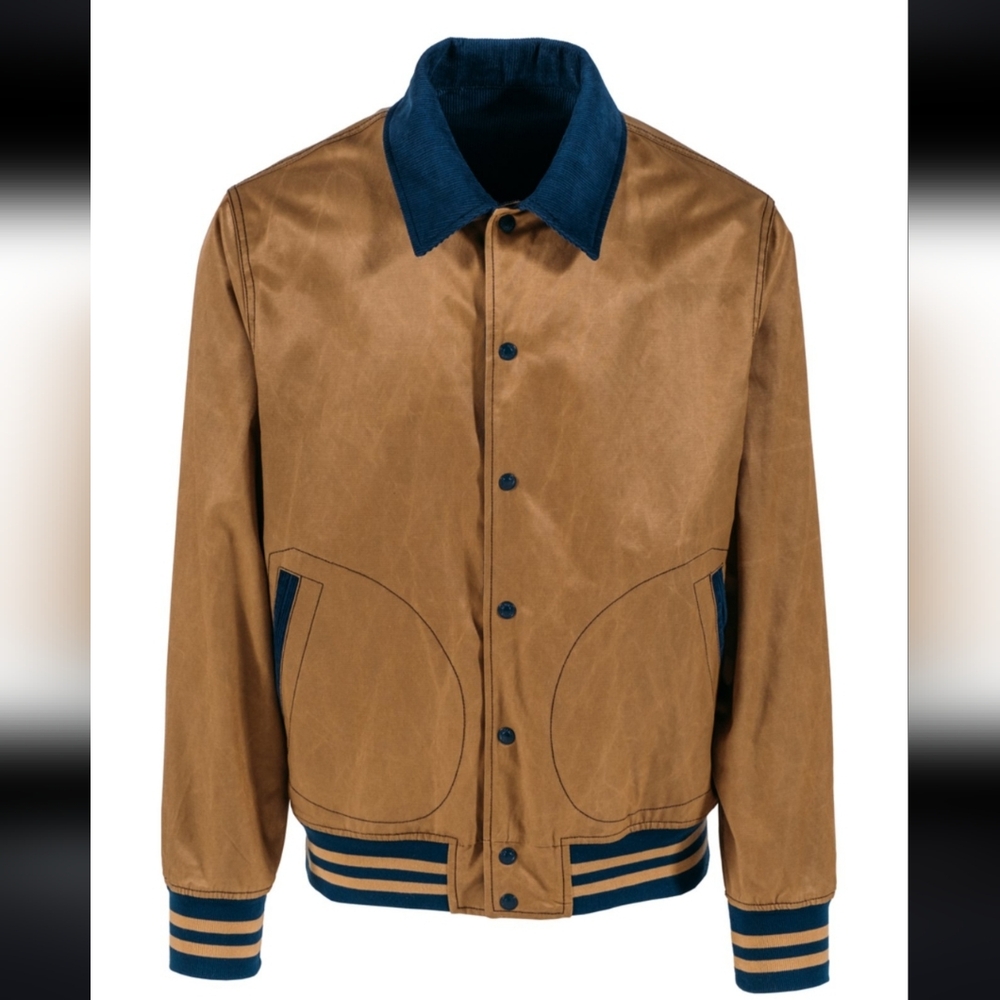 Schott NYC Reversible Men's LARGE Tan and Navy Bomber Jacket NWT
